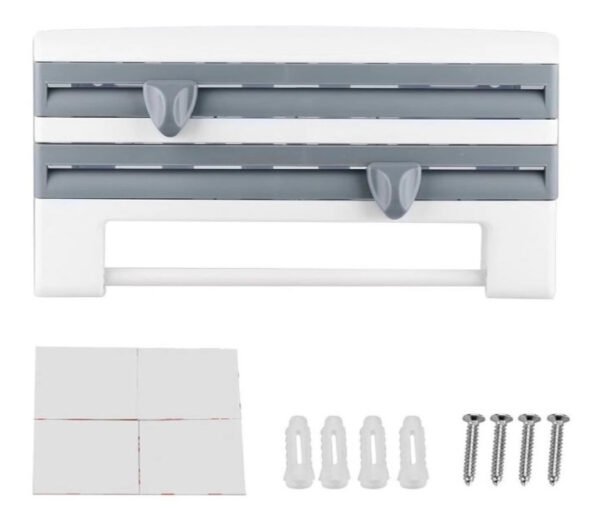 Dispensador Multifuncional de Papel Toalla Papel de Aluminio Organizador 4 en 1 Gris - Imagen 3