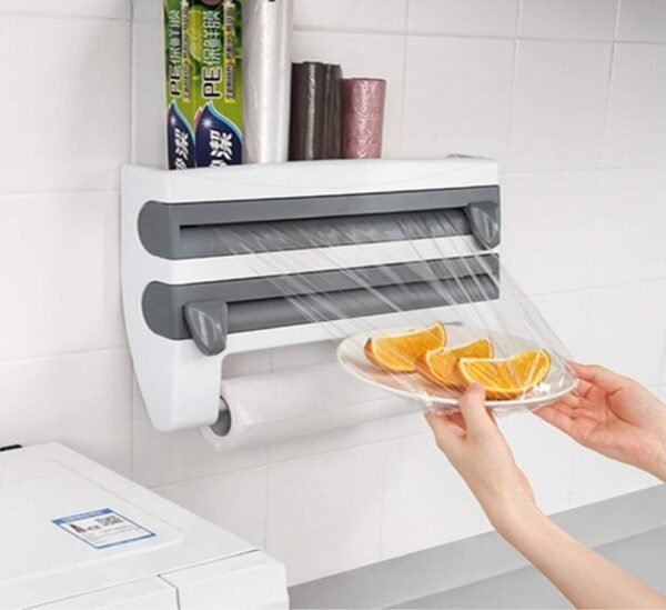 Dispensador Multifuncional de Papel Toalla Papel de Aluminio Organizador 4 en 1 Gris - Imagen 2